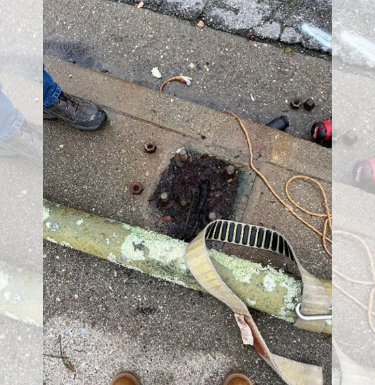 Streetlight damaged pole and wires 