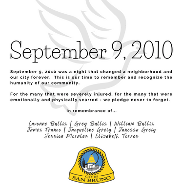 Image of a dove flying with the names of those that perished on September 9, 2010