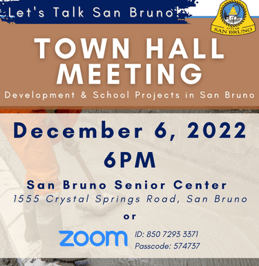 2022 12 06 Development Town Hall Meeting Flyer with meeting information