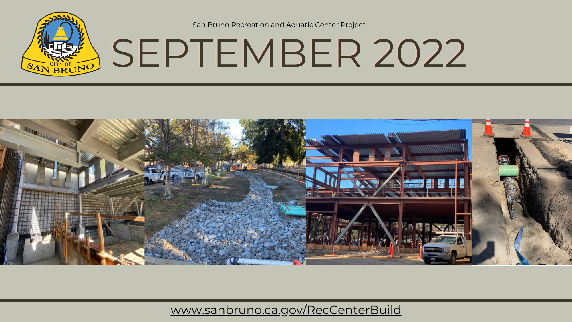 Image of steel structure, rock bed creek and construction at the RAC